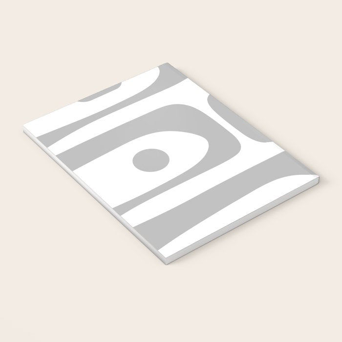 Mid Century Modern Retro Abstract Minimalist Piquet Pattern in Gray and White Notebook Gallery Image 3