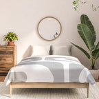 Mid Century Modern Retro Abstract Minimalist Piquet Pattern in Gray and White Comforter Gallery Image 3