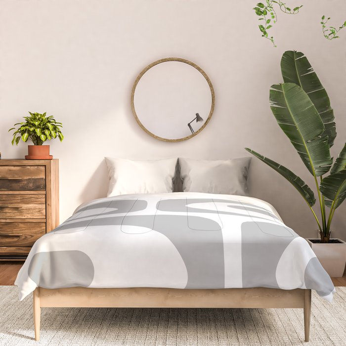Mid Century Modern Retro Abstract Minimalist Piquet Pattern in Gray and White Comforter Gallery Image 3