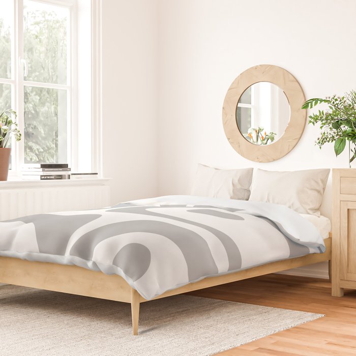 Mid Century Modern Retro Abstract Minimalist Piquet Pattern in Gray and White Duvet Cover Gallery Image 2