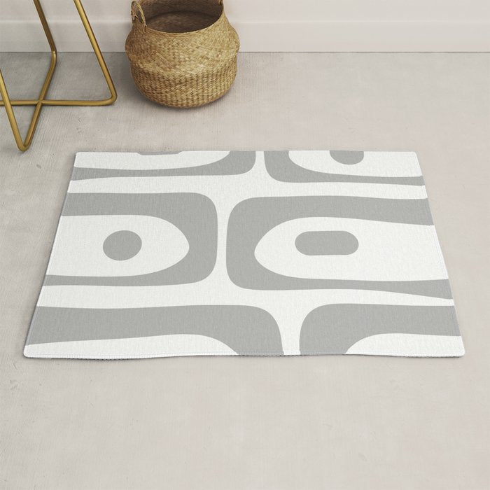Mid Century Modern Retro Abstract Minimalist Piquet Pattern in Gray and White Rug Gallery Image 1