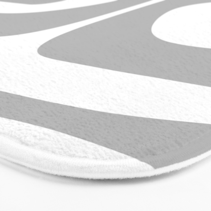 Mid Century Modern Retro Abstract Minimalist Piquet Pattern in Gray and White Bath Mat Gallery Image 3