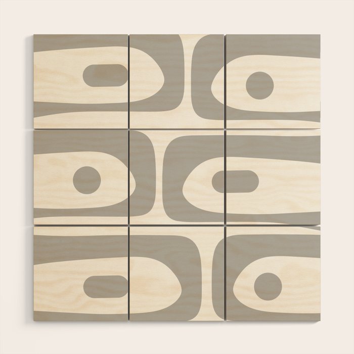 Mid Century Modern Retro Abstract Minimalist Piquet Pattern in Gray and White Wood Wall Art Gallery Image 1