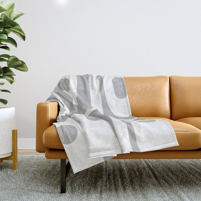 Mid Century Modern Retro Abstract Minimalist Piquet Pattern in Gray and White Throw Blanket Gallery Image 1