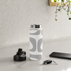 Mid Century Modern Retro Abstract Minimalist Piquet Pattern in Gray and White Water Bottle Gallery Image 4