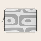 Mid Century Modern Retro Abstract Minimalist Piquet Pattern in Gray and White Laptop Sleeve Gallery Image 1