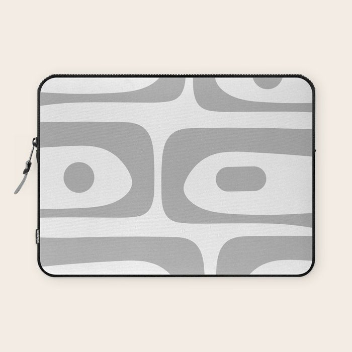 Mid Century Modern Retro Abstract Minimalist Piquet Pattern in Gray and White Laptop Sleeve Gallery Image 1