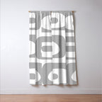 Mid Century Modern Retro Abstract Minimalist Piquet Pattern in Gray and White Window Curtain Gallery Image 3