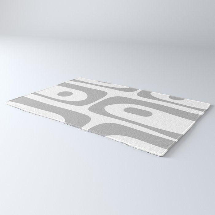 Mid Century Modern Retro Abstract Minimalist Piquet Pattern in Gray and White Rug Gallery Image 3