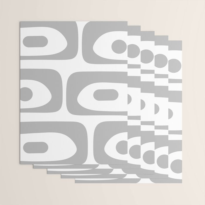 Mid Century Modern Retro Abstract Minimalist Piquet Pattern in Gray and White Wrapping Paper Gallery Image 3