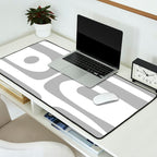 Mid Century Modern Retro Abstract Minimalist Piquet Pattern in Gray and White Desk Mat Gallery Image 2