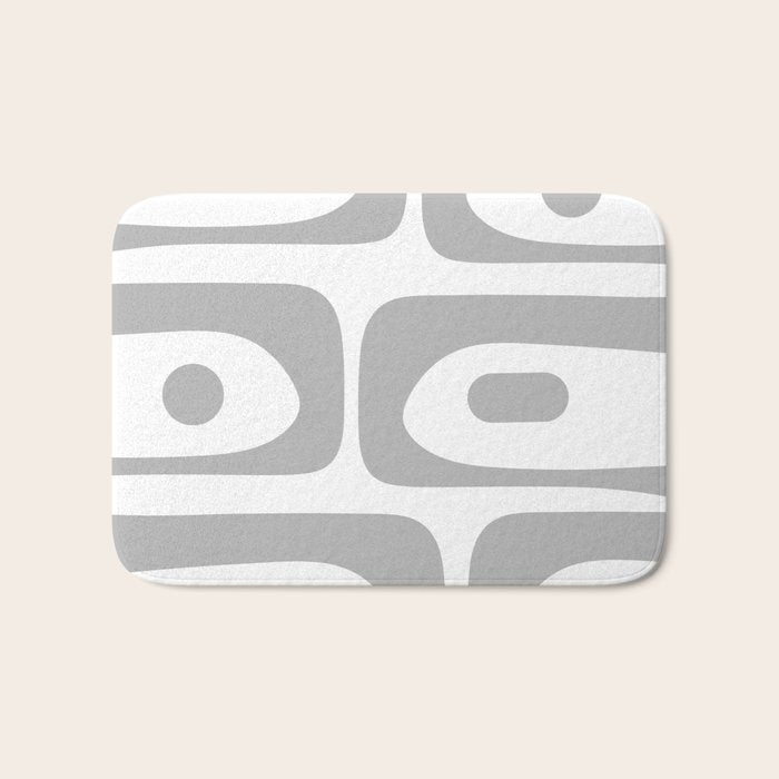 Mid Century Modern Retro Abstract Minimalist Piquet Pattern in Gray and White Bath Mat Gallery Image 1