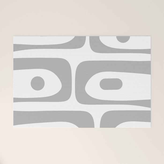 Mid Century Modern Retro Abstract Minimalist Piquet Pattern in Gray and White Welcome Mat Gallery Image 1