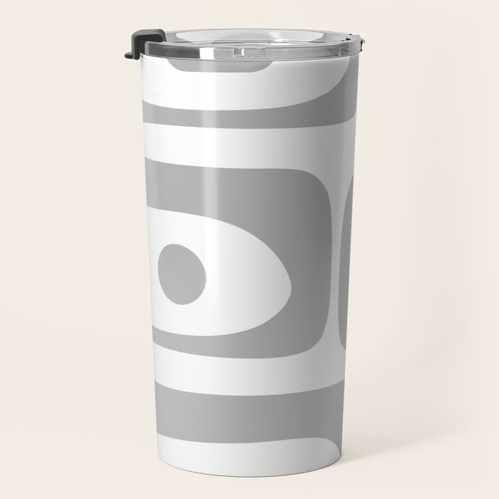 Mid Century Modern Retro Abstract Minimalist Piquet Pattern in Gray and White Travel Mug Gallery Image 3