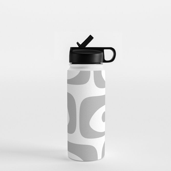 Mid Century Modern Retro Abstract Minimalist Piquet Pattern in Gray and White Water Bottle Gallery Image 1