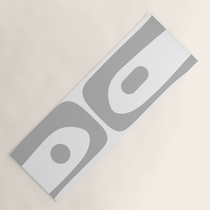 Mid Century Modern Retro Abstract Minimalist Piquet Pattern in Gray and White Yoga Mat Gallery Image 1