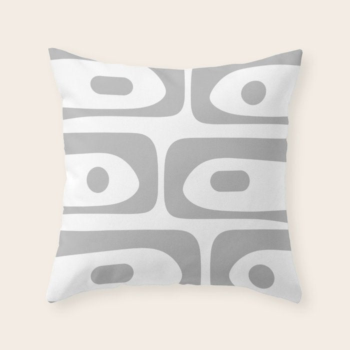 Mid Century Modern Retro Abstract Minimalist Piquet Pattern in Gray and White Throw Pillow Gallery Image 1