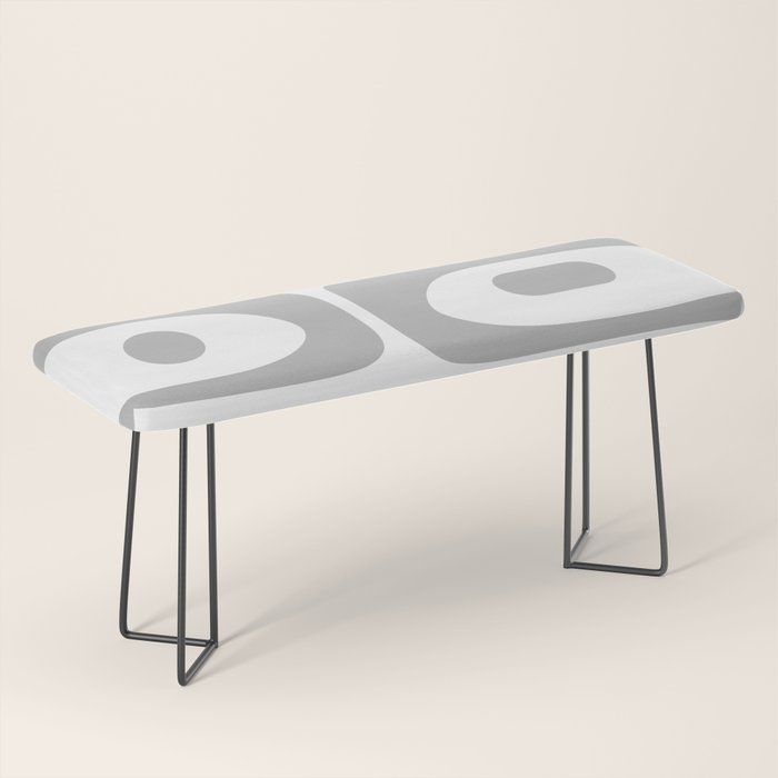 Mid Century Modern Retro Abstract Minimalist Piquet Pattern in Gray and White Bench Gallery Image 1