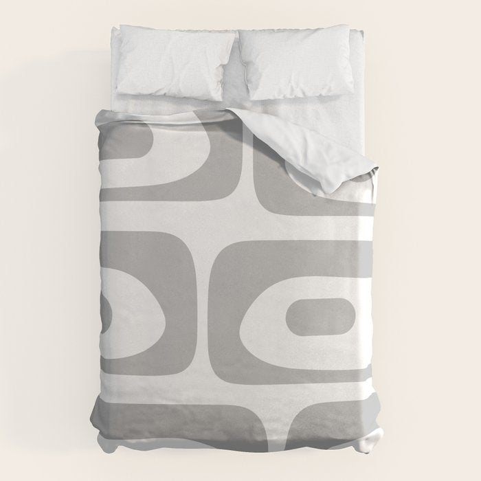 Mid Century Modern Retro Abstract Minimalist Piquet Pattern in Gray and White Duvet Cover Gallery Image 6