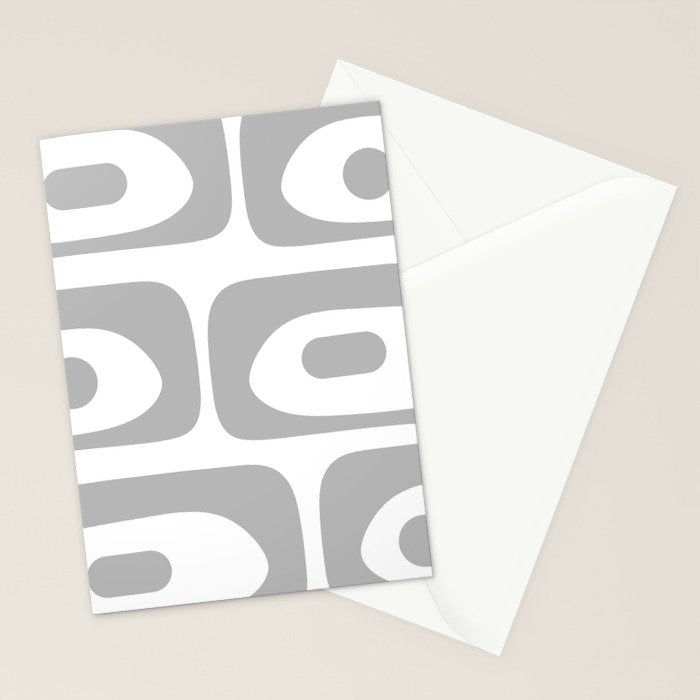 Mid Century Modern Retro Abstract Minimalist Piquet Pattern in Gray and White Stationery Card Gallery Image 2