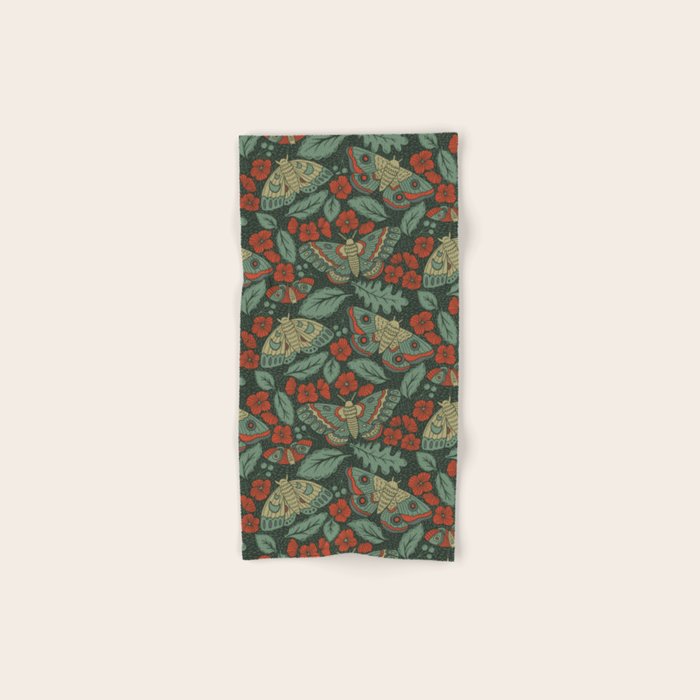 Moths in Emerald Twilight Bath Towel Gallery Image 1