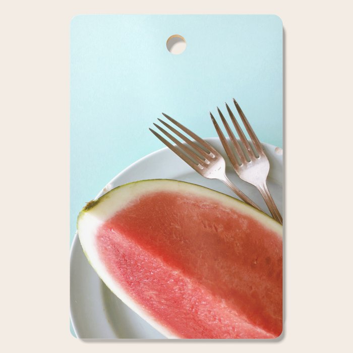 Summer Watermelon Wedge and Two Forks Cutting Board Gallery Image 1