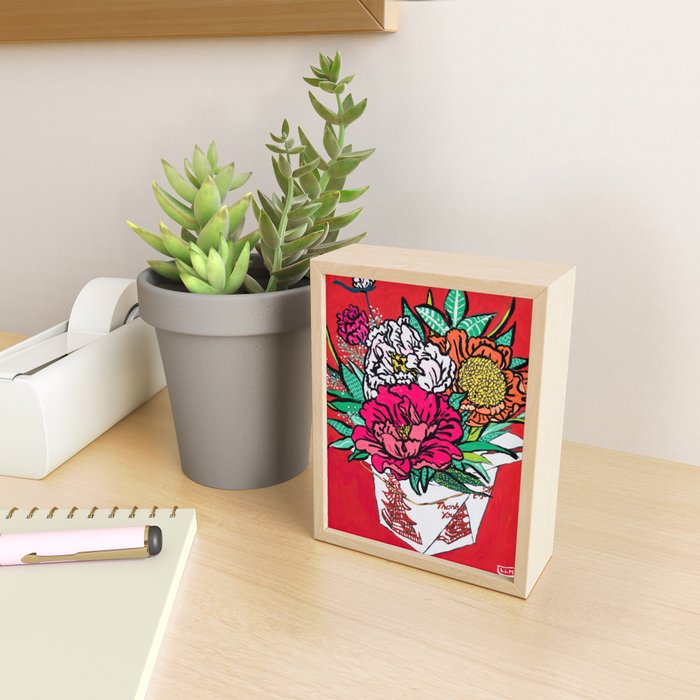 Red Peony Bouquet in Classic Chinese Style Takeout Container San Francisco Pop ArtPainting Mini Art Print Gallery Image 2
