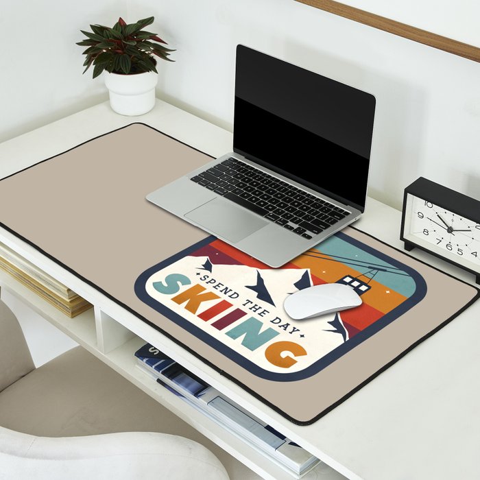 Spend The Day Skiing-Ski Badge Desk Mat Gallery Image 2
