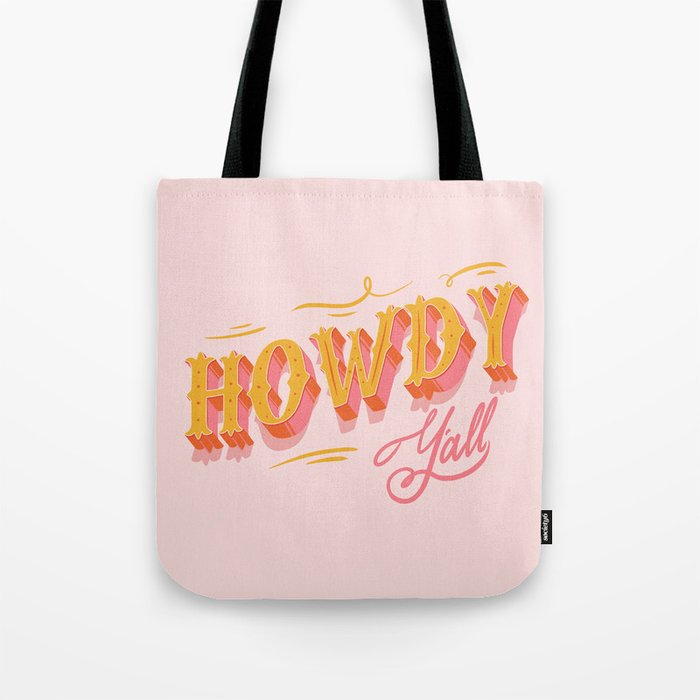 Howdy Y'all | Yellow Orange Pink Tote Bag Gallery Image 1