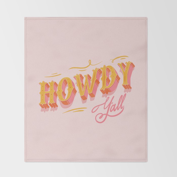 Howdy Y'all | Yellow Orange Pink Throw Blanket Gallery Image 2
