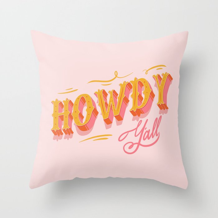 Howdy Y'all | Yellow Orange Pink Throw Pillow Gallery Image 6