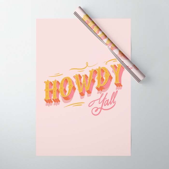 Howdy Y'all | Yellow Orange Pink Wrapping Paper Gallery Image 1