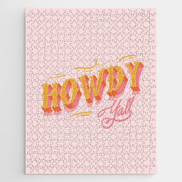 Howdy Y'All | Yellow Orange Pink Jigsaw Puzzle Gallery Image 1