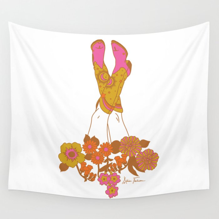 Love Stoned Cowboy Boots Wall Tapestry Gallery Image 1