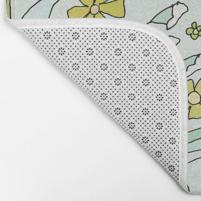 dolphin love flower power // retro surf art by surfy birdy Bath Mat Gallery Image 2