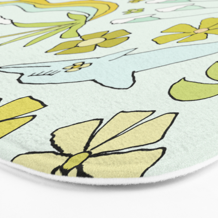 dolphin love flower power // retro surf art by surfy birdy Bath Mat Gallery Image 3