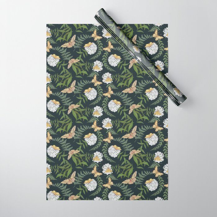 Phlox with Moths Wrapping Paper Gallery Image 1