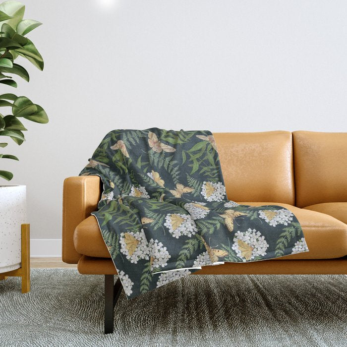 Phlox with Moths Throw Blanket Gallery Image 1
