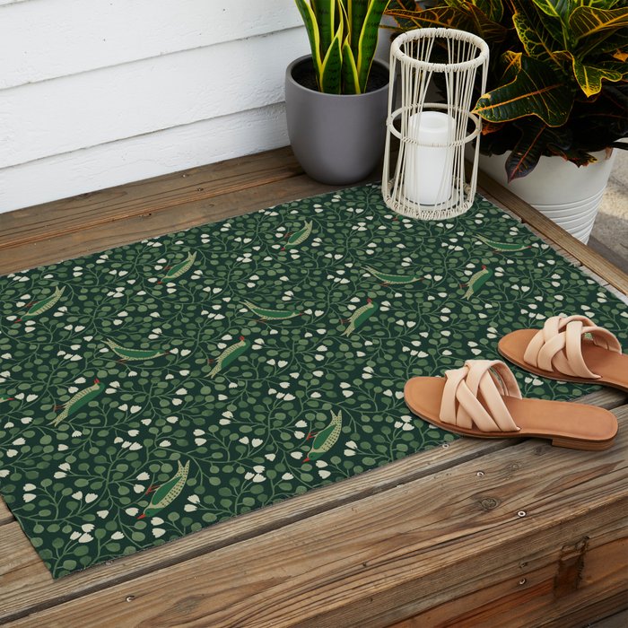 Aviary Vine - Forest Green Outdoor Rug Gallery Image 2