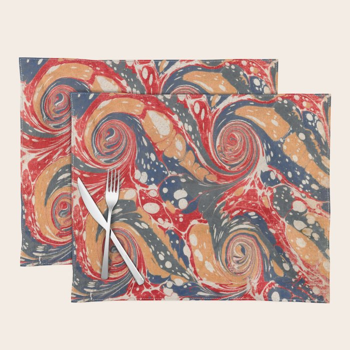 Marbled inside cover from "Gleanings of Natural History" by George Edwards, 1758 Placemat Gallery Image 1