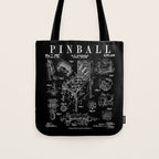 Pinball Arcade Gaming Machine Vintage Gamer Patent Print Tote Bag Gallery Image 1