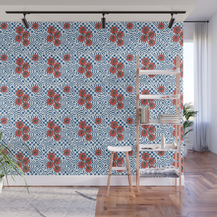 Tomatoes Checkered Grid Wall Mural Gallery Image 1