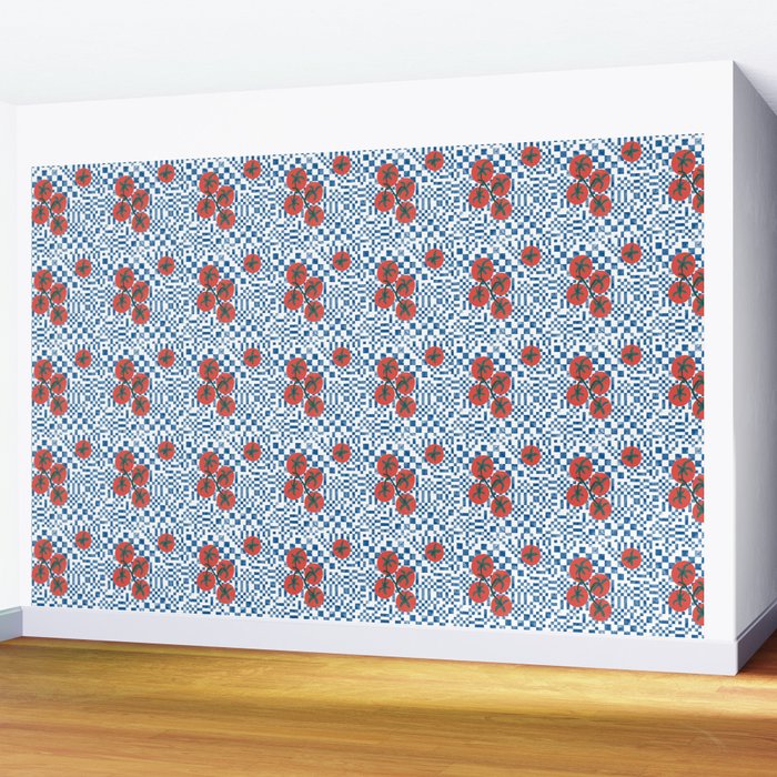 Tomatoes Checkered Grid Wall Mural Gallery Image 2