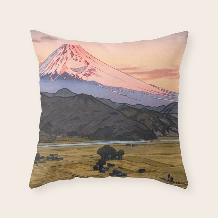 Yoshida Toshi Mt Fuji from Ohito Morning Throw Pillow Gallery Image 6