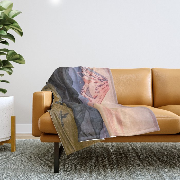 Yoshida Toshi Mt Fuji from Ohito Morning Throw Blanket Gallery Image 1