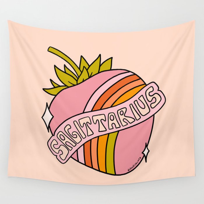 Sagittarius Strawberry Wall Tapestry Gallery Image 4