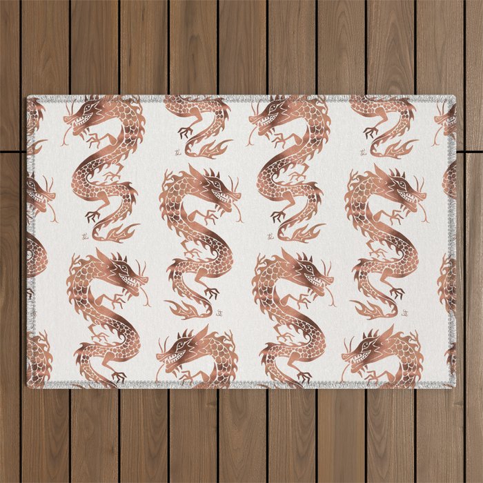 Chinese Dragon - Rose Gold Palette Outdoor Rug Gallery Image 1