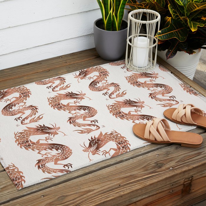 Chinese Dragon - Rose Gold Palette Outdoor Rug Gallery Image 2