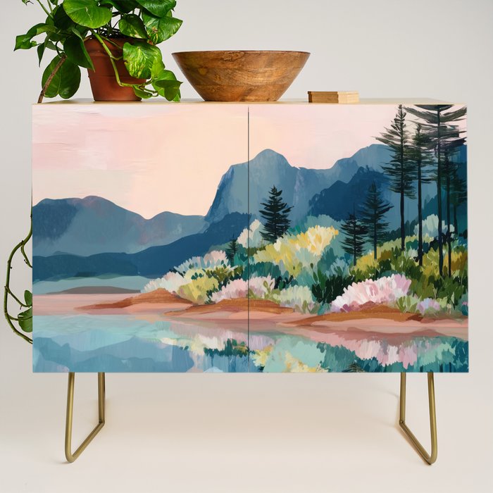 Pastel Lake Reflections Credenza Gallery Image 1