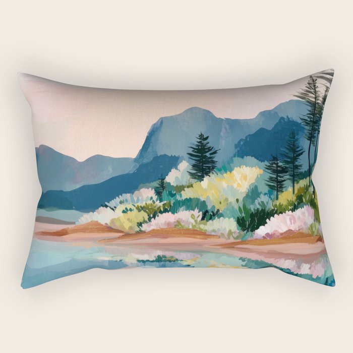 Pastel Lake Reflections Rectangular Pillow Gallery Image 2